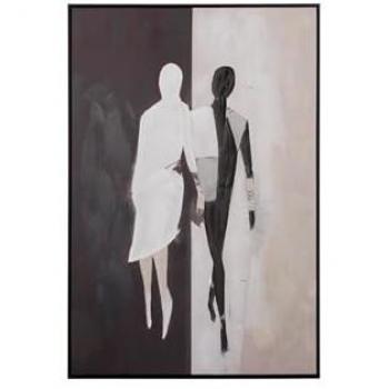 Cuadro de Lienzo Beige con Marco Negro 80x4x120 cm - Decoración de Pared en Alta Calidad