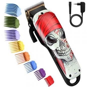 Cortapelos Hombre Maquina 2 velocidades, BESTBOMG Cortar el Pelo Cortadora de Pelo Recortador de Barba 5500 rpm,Batería recargable de 2000 mAh, 8 guías de conexión coloridas