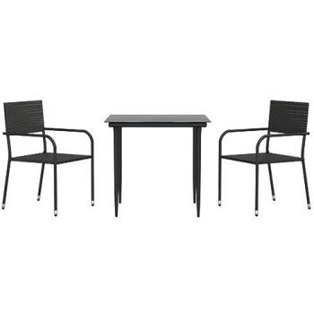 Juego de comedor de jardín 3 pzas ratán sintético y acero negro