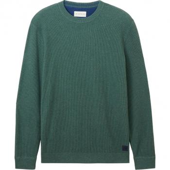 Jersey de Punto Estructurado Tom Tailor para Hombre en Verde Polvo Melange S