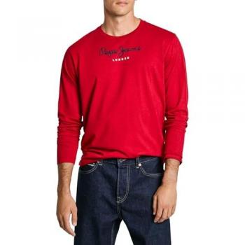 Camiseta de Manga Larga Pepe Jeans Eggo Roja para Hombre, Algodón, Talla M