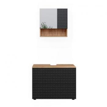 Conjunto de muebles de baño Irma, Lunares antracita y Roble Dorado/Antracita, 2 partes
