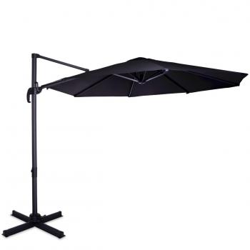 Sombrilla voladiza Bardolino 300cm - Sombrilla Premium - Giratorio 360°C - Ángulo de inclinación ajustable - Lona UPF 50+ - Antracita/Negro