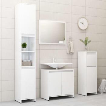 Conjunto de muebles de baño 4 piezas blanco brillante en aglomerado