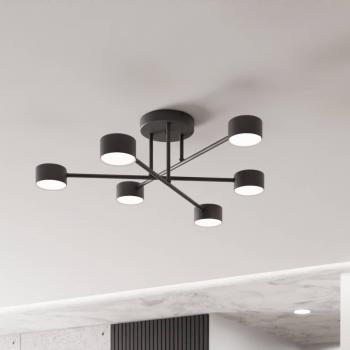 Plafón EMIBIG LIGHTING Modus 6, acero, 6 luces GX53, color negro, dimensiones h: 20 cm x l: 60 cm