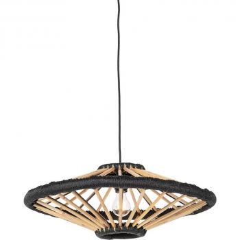 Lámpara colgante oriental de bambú y negro 60 cm - Evalin