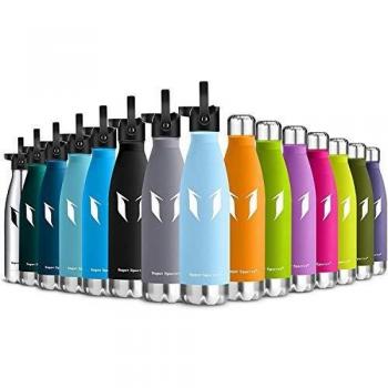 Super Sparrow Botella de Agua aislada al vacío de Acero Inoxidable, diseño de Pared Doble - 350ml - Sin BPA Gorra Deportiva con Gorra estándar - para Correr, Gimnasio, Yoga, Ciclismo