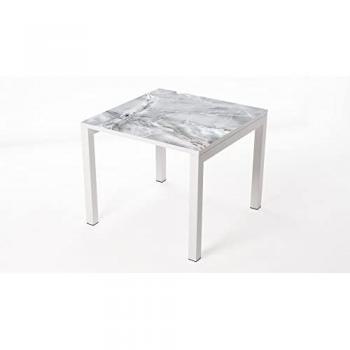 Mesa Cerámica Luxury Smerato 90x90x75cm Blanca - Apta para Interior y Exterior, Superficie Porcelánica y Estructura de Acero SmarTile