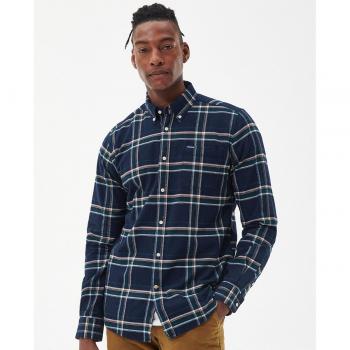 Barbour Men's Long Sleeve Large Check Casual Tailored Shirt - Blue, Size 2XL