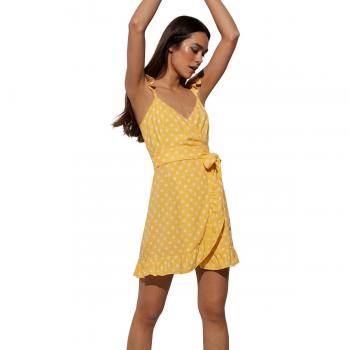 Vestido corto de tirantes regulables estampado floral con lazo
