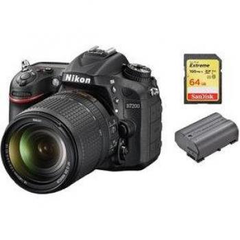 Cámara Digital Réflex Nikon D7200 Kit con Lente AF-S 18-140mm F3.5-5.6G ED VR DX + Tarjeta SD de 64GB + Batería EN-EL15B