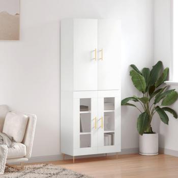 Aparador alto de madera contrachapada con puertas de cristal