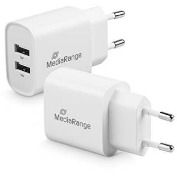 Cargador USB de 12W con 2 puertos USB-A, Blanco (MRMA114)
