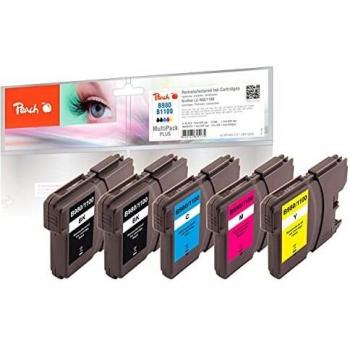 Pack Ahorro Plus de Tintas Peach, compatible con Brother LC-980/1100VALBP, incluye 5 cartuchos XL (2 negro, cian, magenta y amarillo)