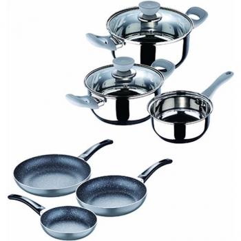 Batería de Cocina San Ignacio Marble SG Gris 5 Piezas Acero Inoxidable