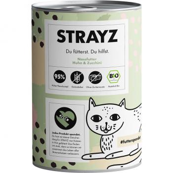 STRAYZ BIO Cat 24 x 400 g - Pack económico - Pollo ecológico y calabacín ecológico