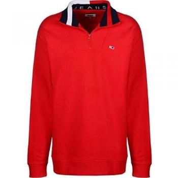 Tommy Hilfiger TJM Solid Zip Mock Neck suéter, Rojo