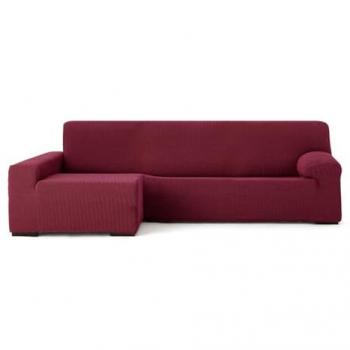 Funda Sofá Ajustable Eysa Chaise Longue Bielástica Izquierda Burdeos 180 x 120 x 360 cm - Protección Contra Manchas y Desgarros