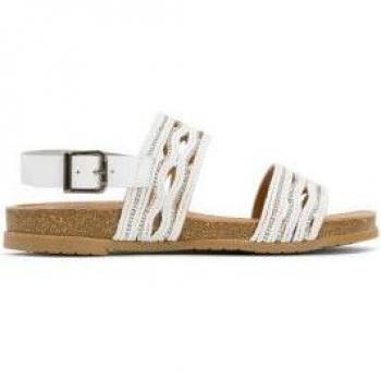 Sandalias Porronet Darla Blanco - Sandalias planas de mujer estilo bio en textil combinado
