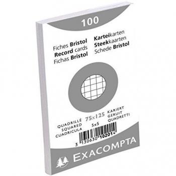 Exacompta 10201E - Cartulinas Bristol, 7 x 12 cm, color blanco