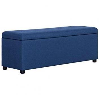 vidaXL Banco con espacio de almacenaje 116 cm poli¨¦ster azul