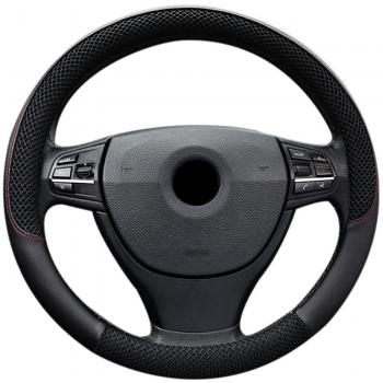 FREESOO Funda Volante Coche Cubierta de Volante Seda de Hielo Antideslizante Transpirable Suave Coche Universal Negro 37-38 cm Automóvil Adecuado para Todas Las Estaciones