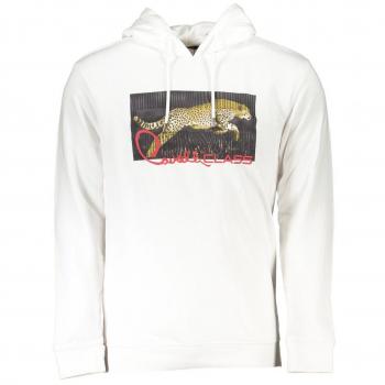 Cavalli Class White Cotton Hooded Sweatshirt - S