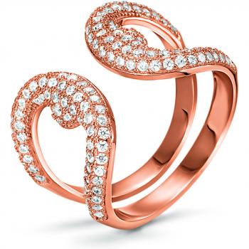 Anillo Folli Follie Mujer 3R15S059RC, Talla 54, Diseño elegante y moderno, Material: acero inoxidable con acabado en oro rosa, Adornado con cristales brillantes