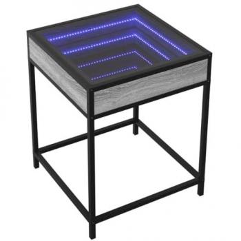 Mesa de centro con Infinity LED gris Sonoma 40x40x51 cm