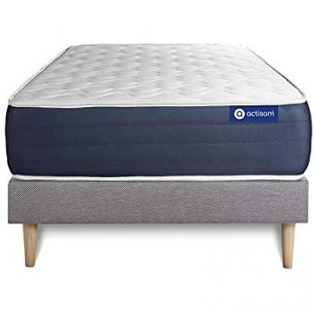 Somier Gris ACTISOM + Colchón Viscoelástico 120 x 190 cm con 5 Zonas de Confort