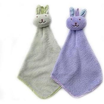 Moolecole Conjunto De 2 Lindo Conejo Absorbente Colgar Las Toallas De Mano Paños De Cocina Cocina  Toallas De Baño De La Mano Verde&Púrpura