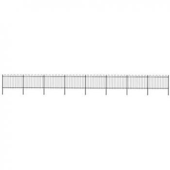 Black Steel Garden Fence with Hoop Top 13.6 x 1.2 m