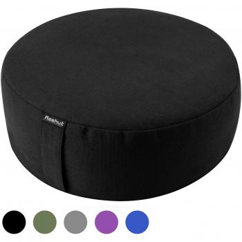 REEHUT Almohada y Cojín de Apoyo para Meditación y Yoga Zafu Relleno de Alforfón-Redonda y Orgánica de Cáñamo de Algodón