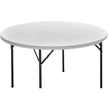 Mesa Plegable Redonda Cofan Blanca 120x74cm - Polietileno de Alta Densidad (HDPE) - Peso Máximo: 150 kg - Adecuado para 8 Personas