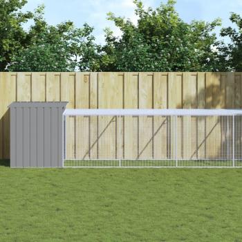 Gallinero con corral de acero galvanizado gris claro 110x81x110 cm vidaXL