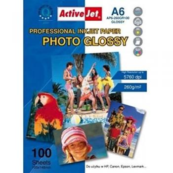 Activejet AP6-260GR100 Papel Fotográfico Blanco Brillo A6
