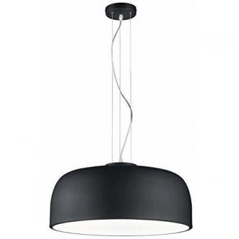 Lámpara de Techo Retro Baron, 4 Luces E27, Diámetro 52 cm, Metal Negro con Difusor Satinado