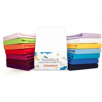 2 Pack de ahorro Niños – Sábana bajera ajustable 100% algodón para cama infantil colchones Certificado Oeko-Tex, en muchos colores, tela, Weiß, 70 x 140 cm