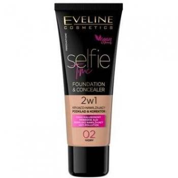 Eveline Cosmetics Selfie Time Foundation and Concealer 2-in-1 Shade 02 Ivory 30 ml