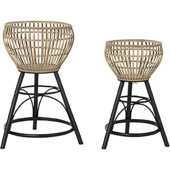 Macetero set 2 bambu metal 41x41x68 35x57 natural