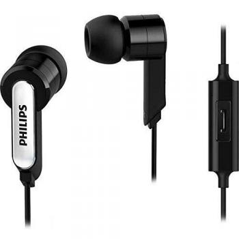 PHILIPS AUDIO SHE1405BK - Auriculares (con Cable y micrófono, Cable de 1.2 m, 3 tamaños de Almohadillas