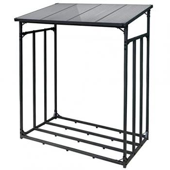 Leñero de Exterior Toboli 2000 kg - Estante de Acero con Techo Inclinado 185 x 83 x 185 cm, Ideal para Organizar y Proteger Leña