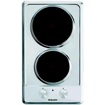 Placa de Cocción Eléctrica Glem GT320IX - 2 Fuegos, Acero Inoxidable, 29 cm
