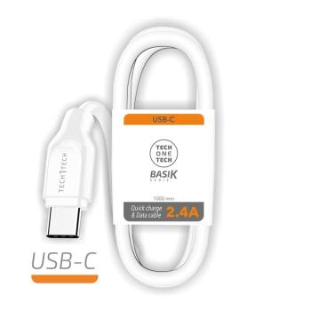 Cable USB Tipo-C Reforzado 2.4A Tech One Tech TEC2903 - USB Macho a USB Macho - 1m Blanco