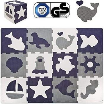Hakuna Matte Alfombra Puzzle Infantil para Niños | 12 Piezas Espuma EVA con Criaturas del Mar - Bolsa Almacenamiento | 20% + Gruesa y Suave para Gatear y Aprender | 100% Segura, No Tóxica, sin Olor