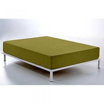ES-Tela - Sábana Bajera Ajustable Combi Liso Cala Color Camel - Cama de 105 cm. - 100% Algodón - 144 Hilos