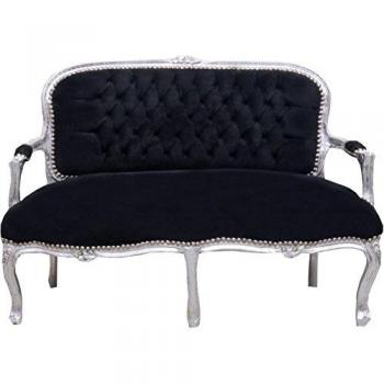 Casa Padrino Baroque Kids Bench Black/Silver 90 x 38 x H. 67 cm - Antique Style Children's Furniture