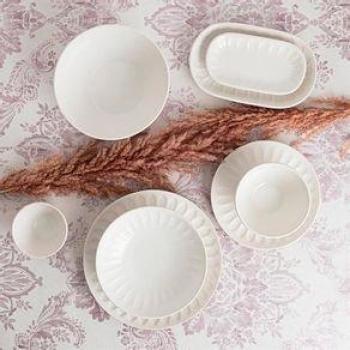 Vajilla BIDASOA ROMANTIC IVORY 18 Piezas - 6 Personas Cerámica Blanco Brillante