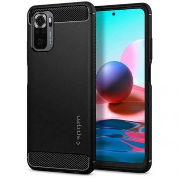 Funda Spigen Rugged Armor Matte Negra para Xiaomi Redmi Note 10 / 10S