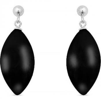 Pendientes de plata de ley 925 con onix y baño de rodio Luxenter Internet Ayom